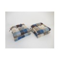 Plaid Set of Four Chair Pad Seat Cushions