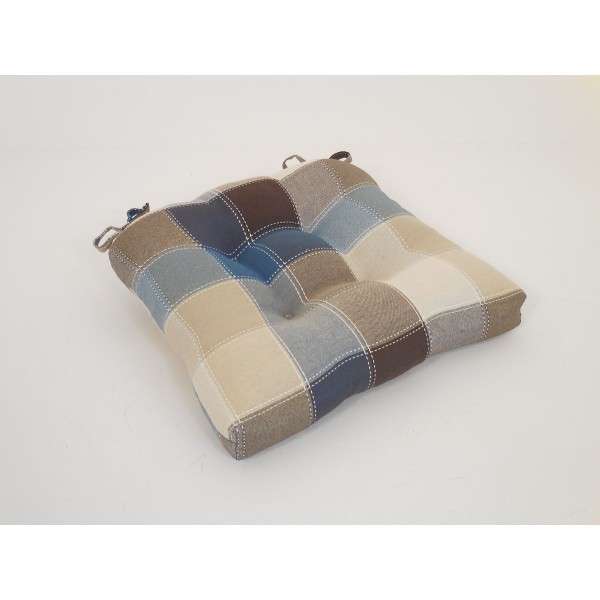 Plaid Set of Four Chair Pad Seat Cushions