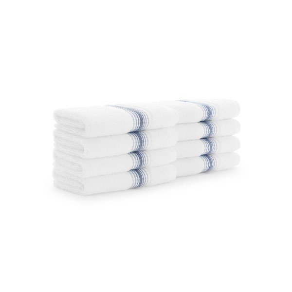 White Luxury Striped Washcloths, 13x13 in., 8-Pack , Super Soft Absorbent Washcloths