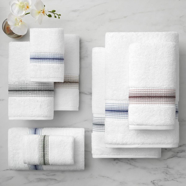 White Luxury Striped Washcloths, 13x13 in., 8-Pack , Super Soft Absorbent Washcloths