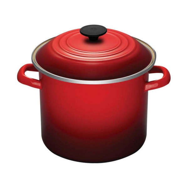 Enamel-Coated 8-Quart Steel Stockpot with Lid