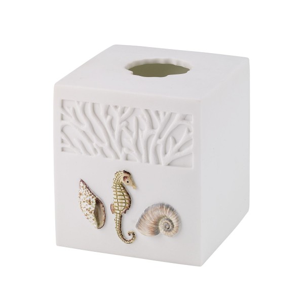 White Coral & Shells Resin Tissue Box Cover