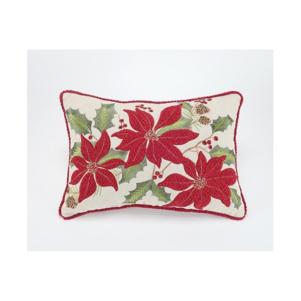 Vintage Poinsettia Decorative Pillow, 14