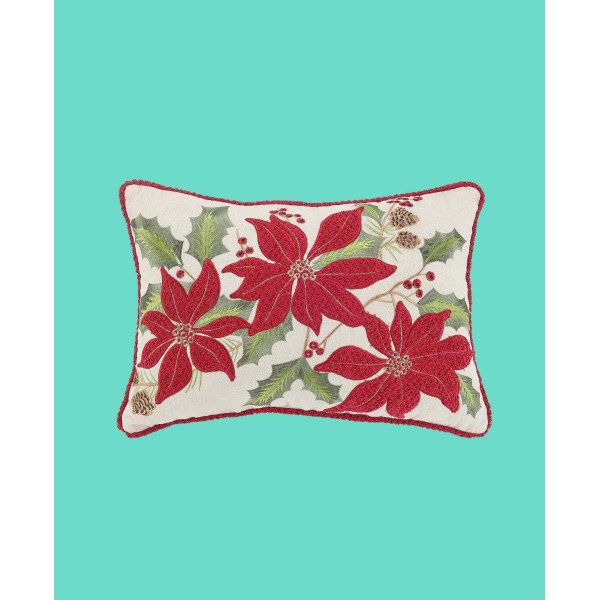 Vintage Poinsettia Decorative Pillow, 14