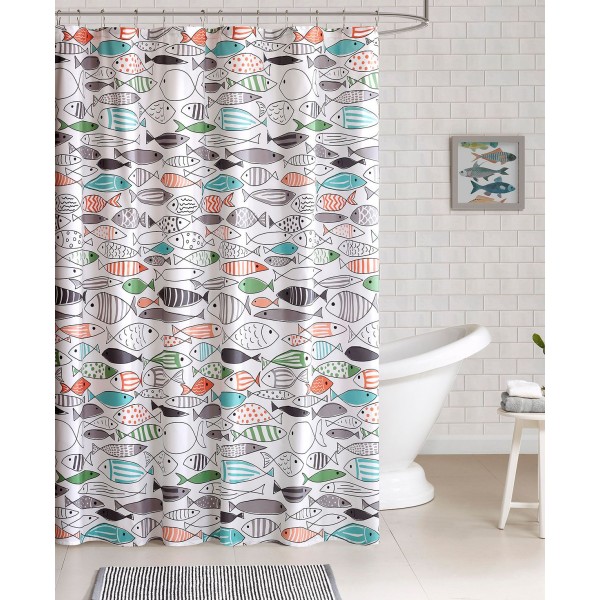 Printed Cotton Shower Curtain, 72